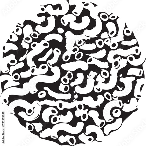 Black and white pasta pattern macaroni food