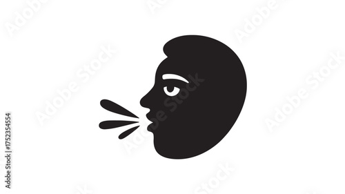Silhouette of a person speaking or whispering simple vector glyph illustration for communication concepts isolated on white background