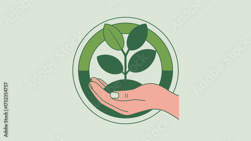 Gentle hand cradles a growing plant, symbolizing growth, nurture, and environmental care.