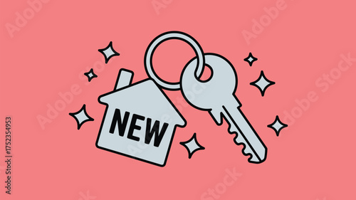 Symbol of a new home with a shiny key and house charm, representing ownership and fresh beginnings.