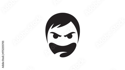 Minimalist face icon simple flat vector design isolated on white background for app and web design