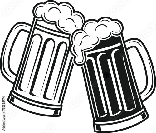 Beer mug silhouette Vector isolated on white background