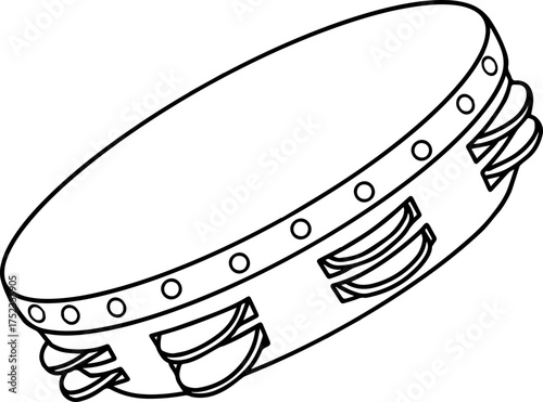 tambourine line vector illustration isolated on white background