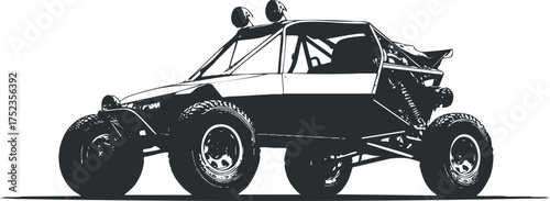 Silhouette of an off-road dune buggy designed for desert racing and adventurous terrains.