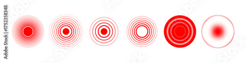 Pain point. Red concentric ripple circles PNG. Radial signal wave icon isolated vector design.