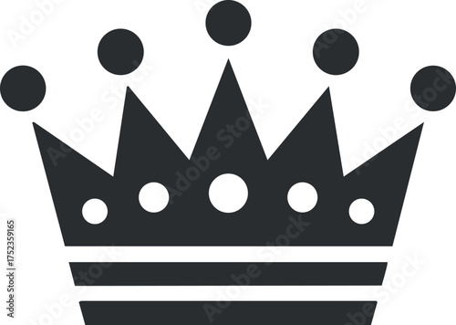 Black silhouette of a crown symbolizing royalty, power, and authority in a minimalist design.