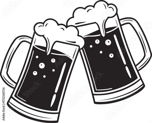 Beer mug silhouette Vector isolated on white background