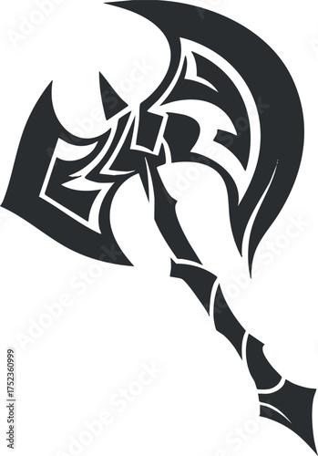 Wallpaper Mural Tribal-themed abstract axe illustration featuring intricate black and white patterns and sharp edges. Torontodigital.ca