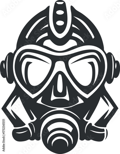 Illustration of a stylized gas mask icon representing safety and protection in hazardous environments.