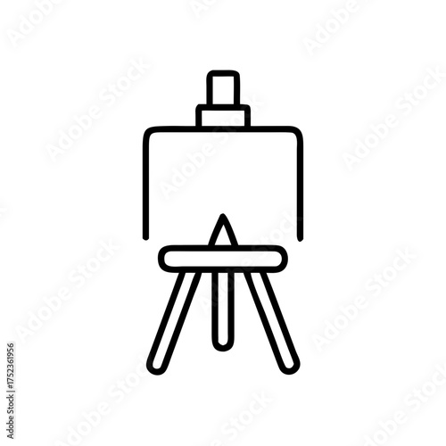Art easel with blank canvas in minimalist line drawing style  