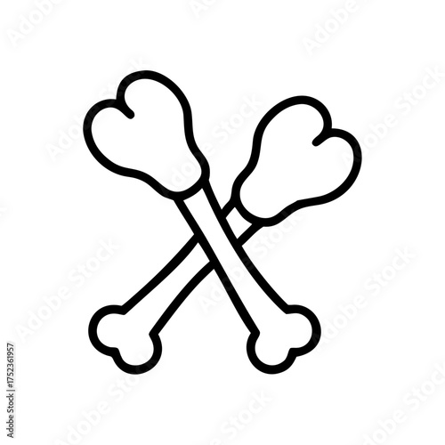 Crossed bones icon in simple design on a white background  