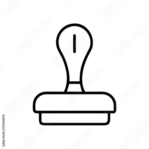 Simple rubber stamp icon with handle on white background  