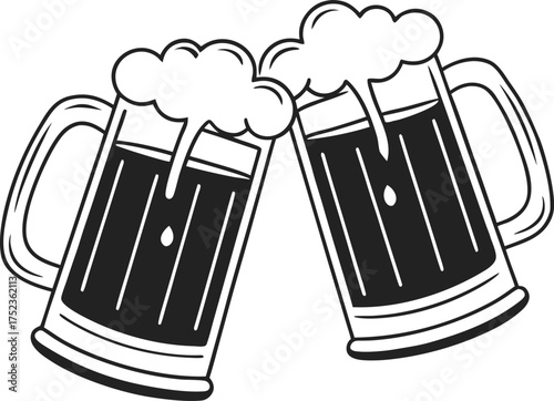 Beer mug silhouette Vector isolated on white background