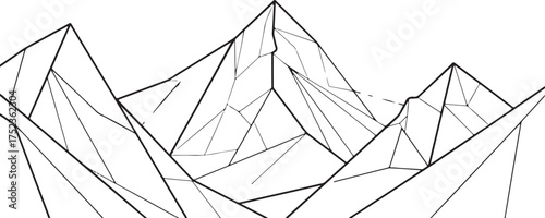 Geometric Mountain Peaks Line Art Illustration