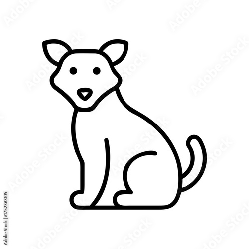 Line art illustration of a sitting dog in minimalist style  
