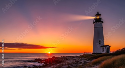 Wallpaper Mural Lighthouse at Sunrise Guiding Light. Torontodigital.ca
