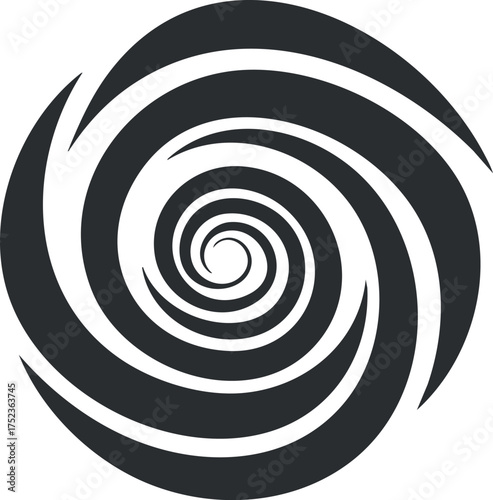 Black and white spiral swirl pattern creating a hypnotic and dynamic abstract design.