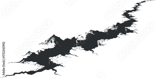 Illustration of a jagged earthquake crack in the ground, depicting seismic activity and rupture.
