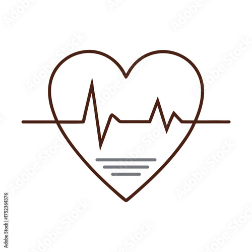 Heartbeat ekg line graphic symbolizing health and life, A stylized heart shape overlaid with a purple and red electrocardiogram (ECG) heartbeat line, symbolizing health and life.