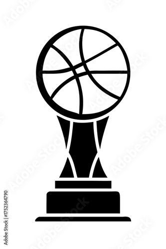 Black silhouette of basketball trophy for winner