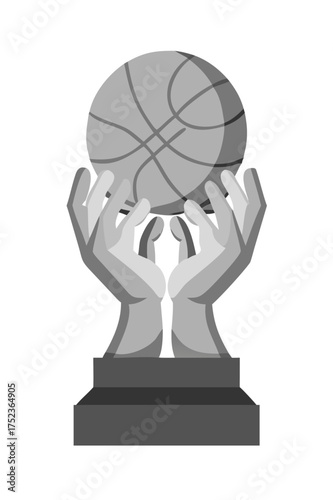 Hands holding a basketball trophy