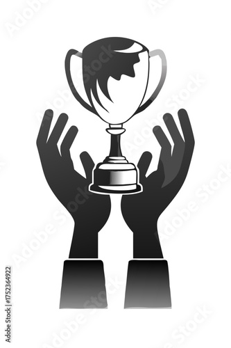 Hands holding a trophy vector illustration