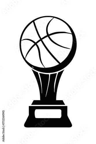 Black basketball trophy icon for sport event