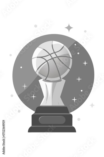 Basketball trophy with stars and a circle design