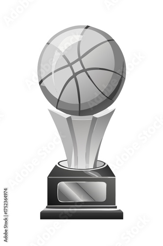 Silver basketball cup for sport competition