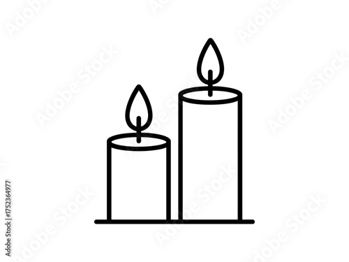 Vector art of two burning candles, creating a warm and cozy atmosphere