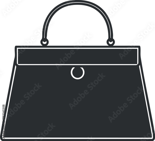 Simple black handbag illustration showcasing an elegant and stylish fashion accessory design.