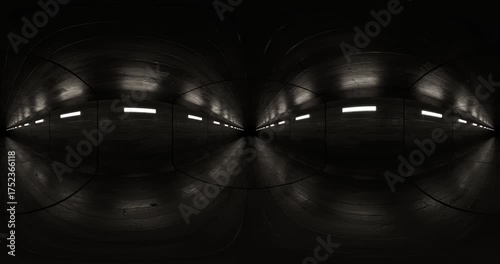 Abstract Tunnel with Reflective Surfaces and Lights looping animation 360 vr