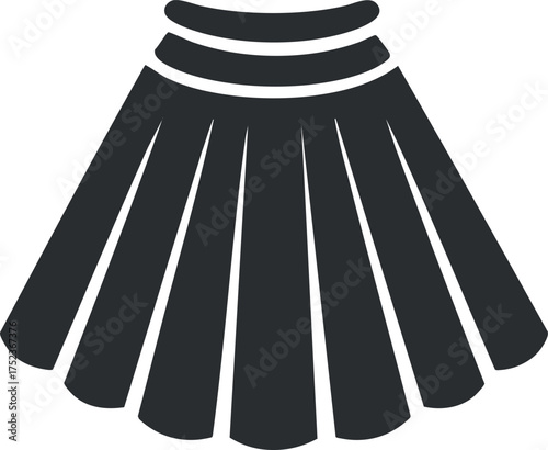 Black silhouette of a pleated skirt, illustrating minimalist fashion design and style concept.