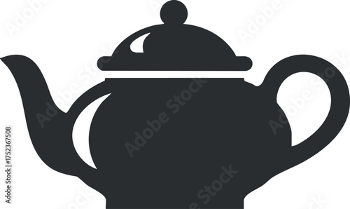 Silhouette of a classic teapot in black, showcasing its distinct spout and handle design.