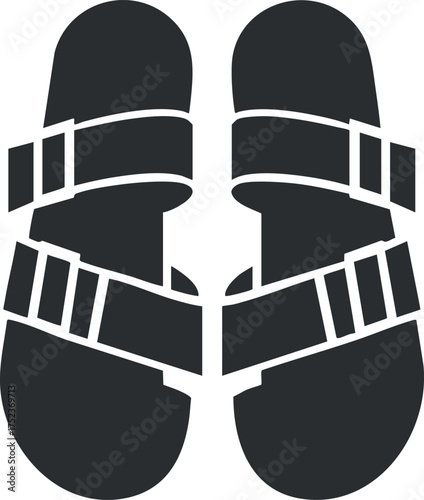 Silhouette illustration of a pair of strappy sandals, ideal for summer fashion and leisure.