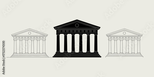 Vector art of ancient greek temple building icon for history