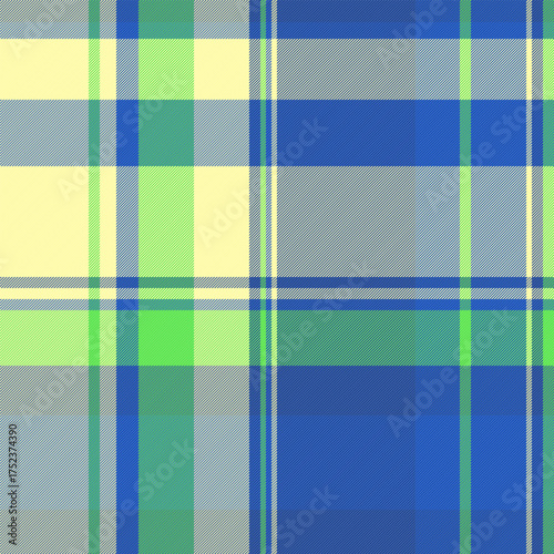 Strong textile tartan seamless, repeating plaid pattern background. Cutout texture check vector fabric in blue and light colors.