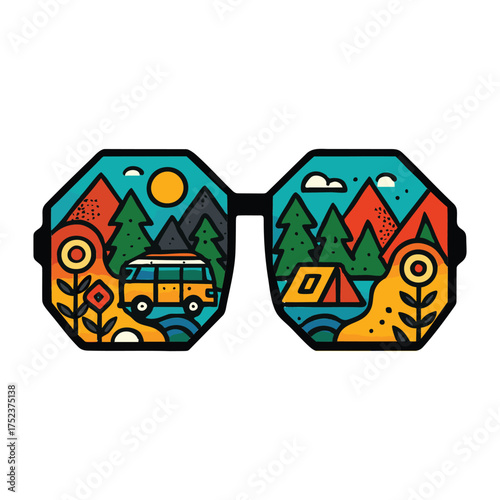  Van Life and Mountains in Sunglass Lenses