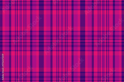 Vibrant plaid pattern in shades of magenta and deep blue. Classic textile design ideal for backgrounds, apparel, and creative projects. Bold, eyecatching style.
