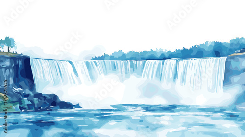 Niagara Falls. Niagara Falls hand drawn watercolor illustration
