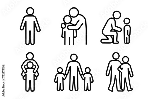 Stick figure icons depicting parenting and family interactions