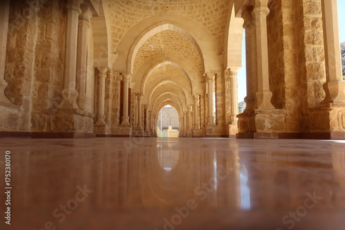 Ariel view of the holy mosque of Abouel Hassan el Shazly in Homithera in Egypt amid hills and mountains