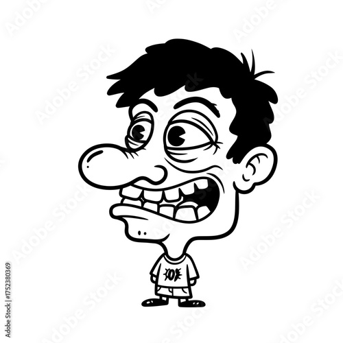 Funny Exaggerated Cartoon Head of a Man