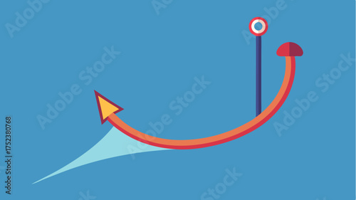 An elegant design of a vector path tool represented by a long sweeping curve with anchor points illustrating the basics of vector graphic design.