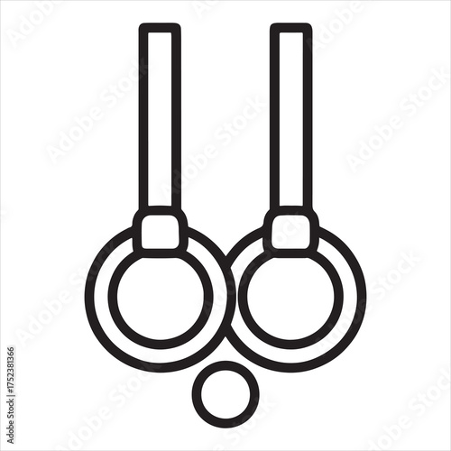 Gymnastic rings and ball symbol silhouette a white background