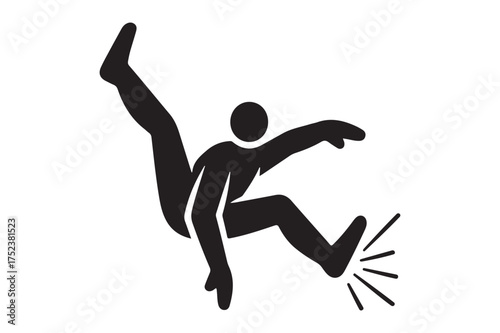 Man falling down danger icon symbol silhouette a white background