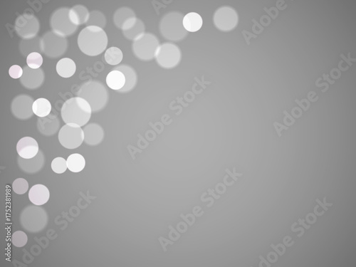 White Bokeh Circles and soft Light  Overlay on grey, Soft Transparent Bokeh Corner Decoration