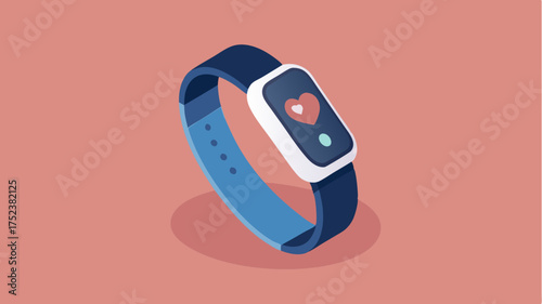 A sleek fitness tracker bracelet showcasing an animated display of activity levels heart rate and steps on a seamless fabric background.