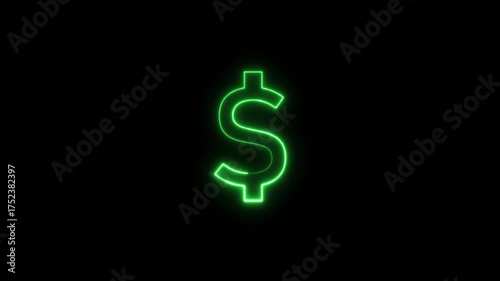 Dollar sign neon glow animation