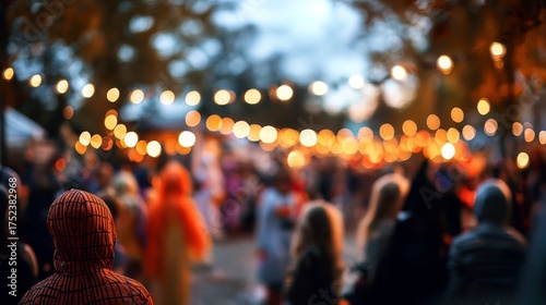 Wallpaper Mural Halloween festival crowd. Blurred bokeh Halloween background Torontodigital.ca